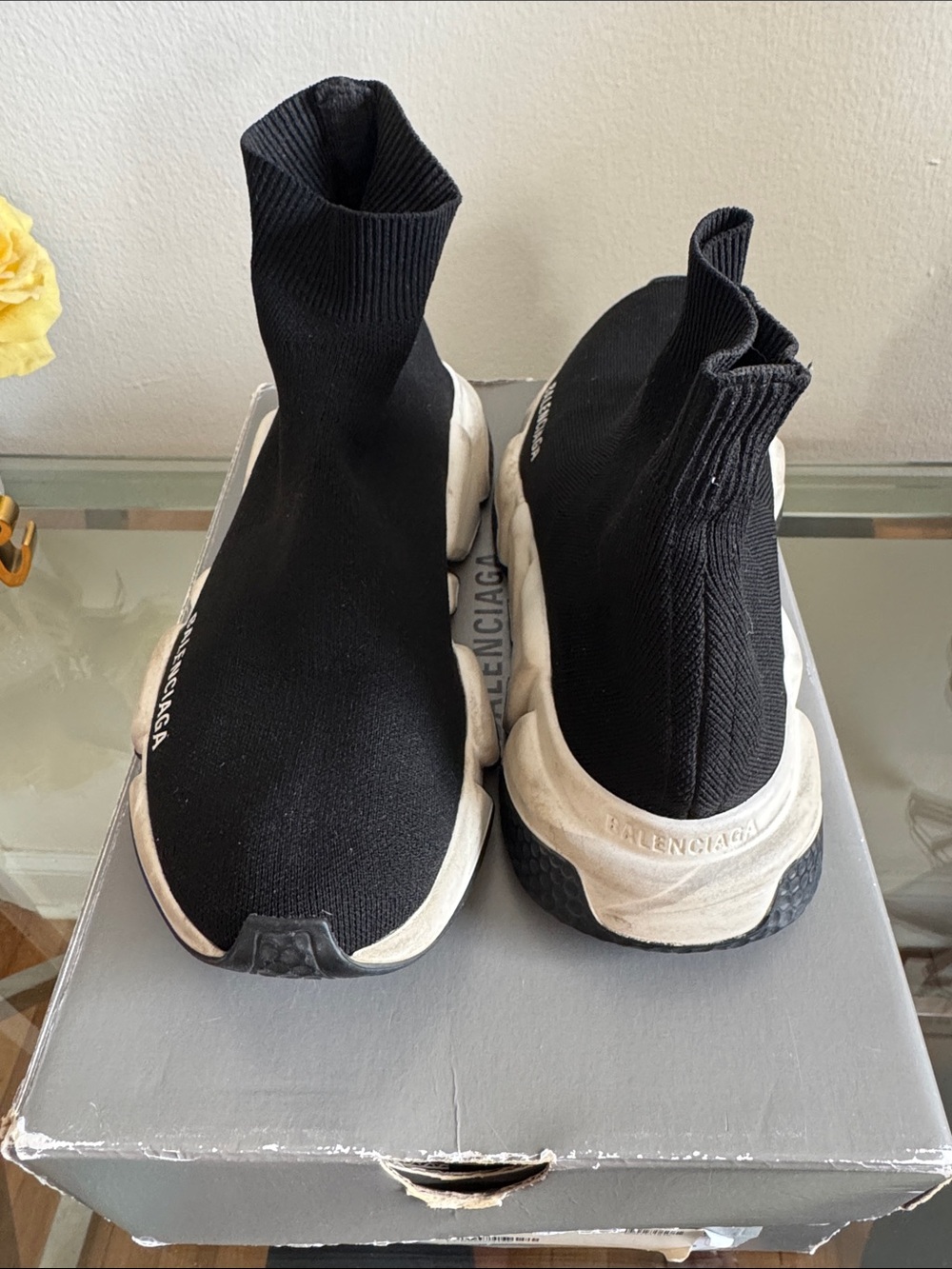 Balenciaga Black Sock-Style Knit Sneakers